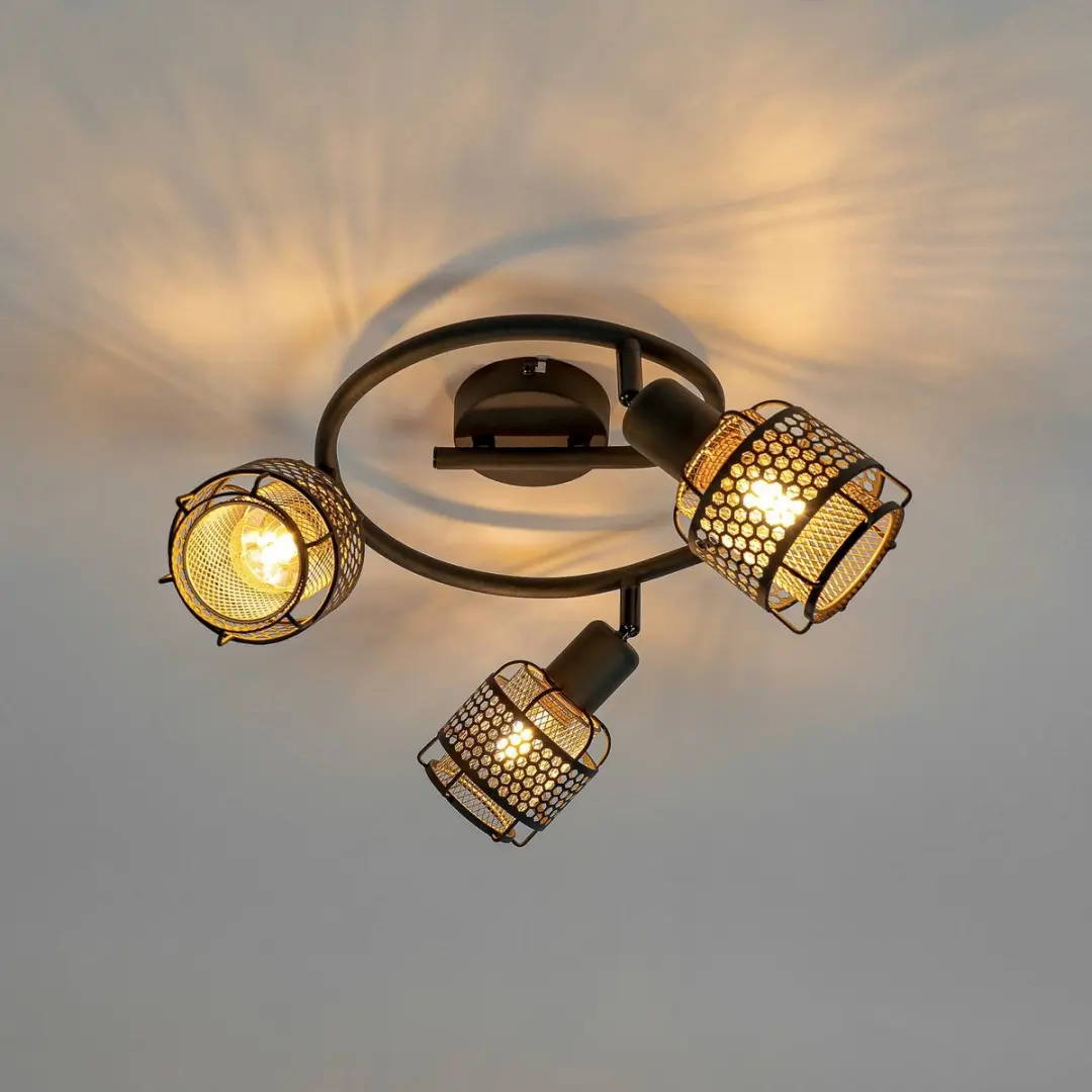 Lindby Plafondlamp 3-lichts 50cm - Zwart/Goud