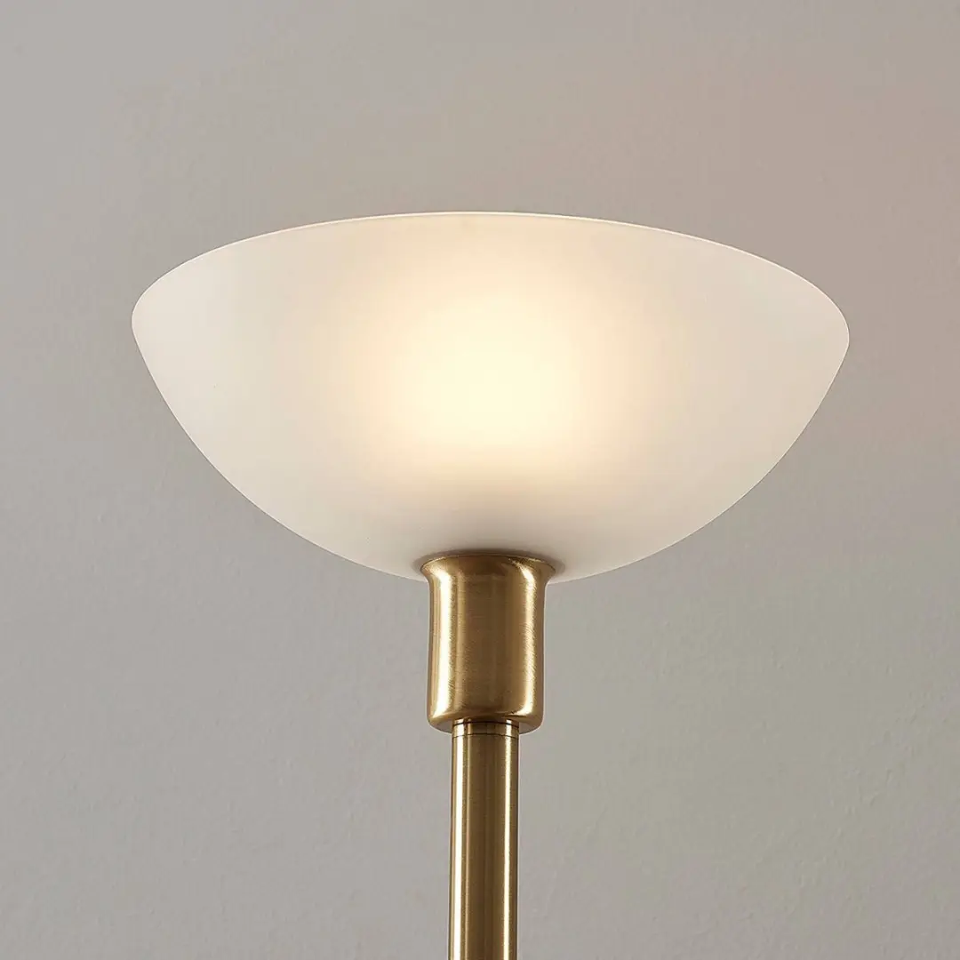 Lindby Vloerlamp 2-lichts Metaal - 180cm - Mat Messing/Wit