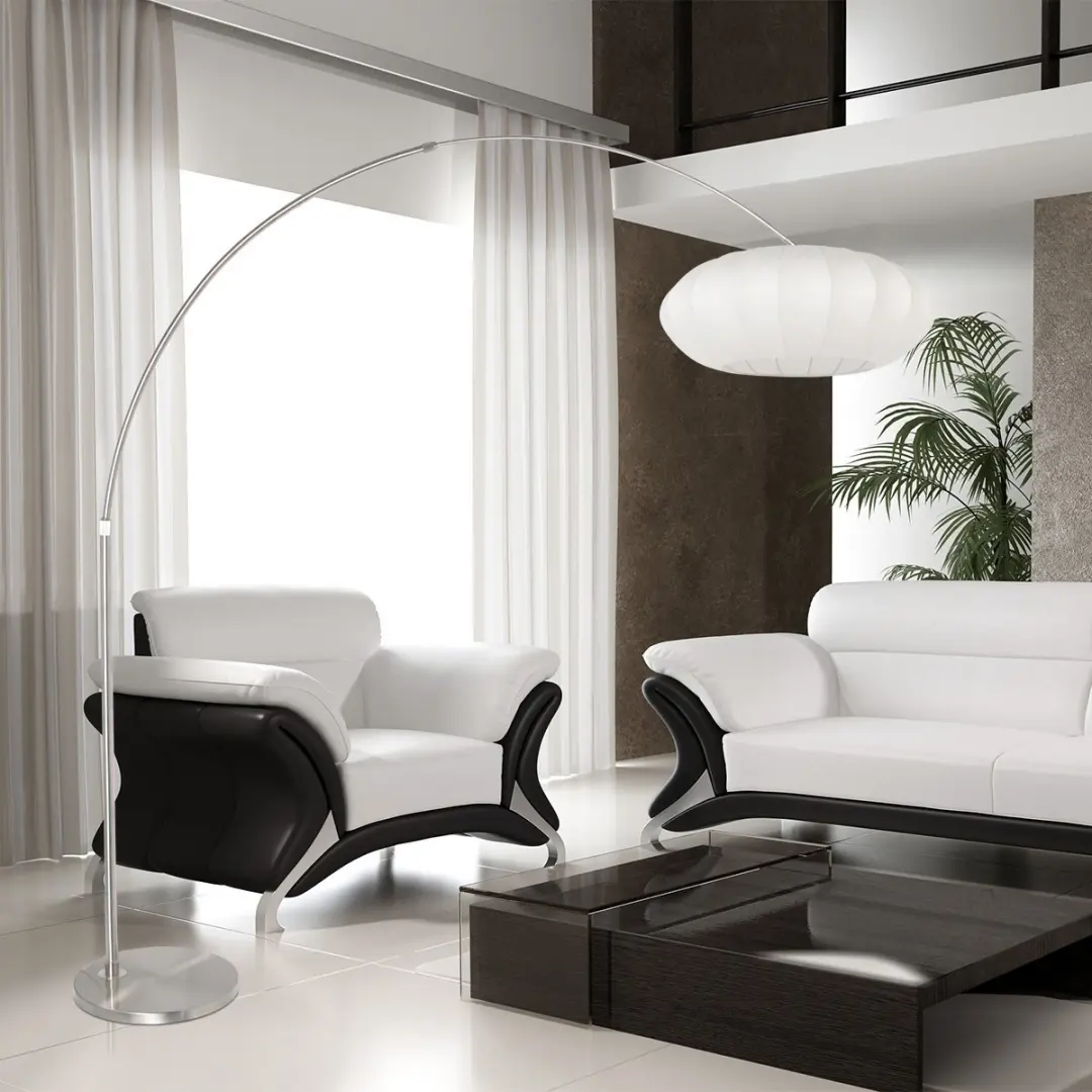 Steinhauer Luma-Nola 3806ST Vloerlamp - Zilver/Wit - 40W - 60cm