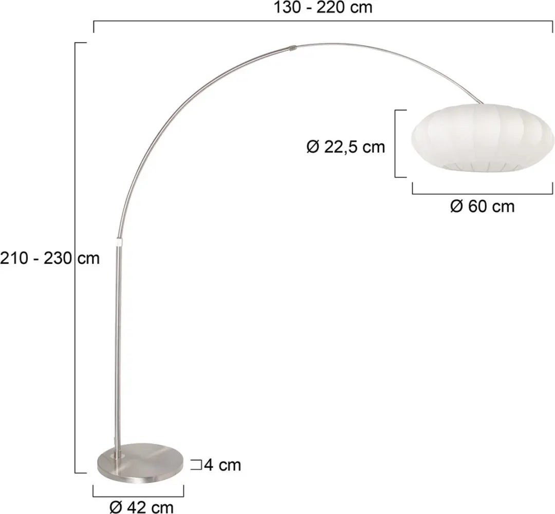 Steinhauer Luma-Nola 3806ST Vloerlamp - Zilver/Wit - 40W - 60cm - afbeelding 6 van 6