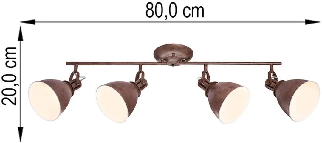 Globo Plafondlamp Spotlight 4x E14 - 80x15x20cm Bruin
