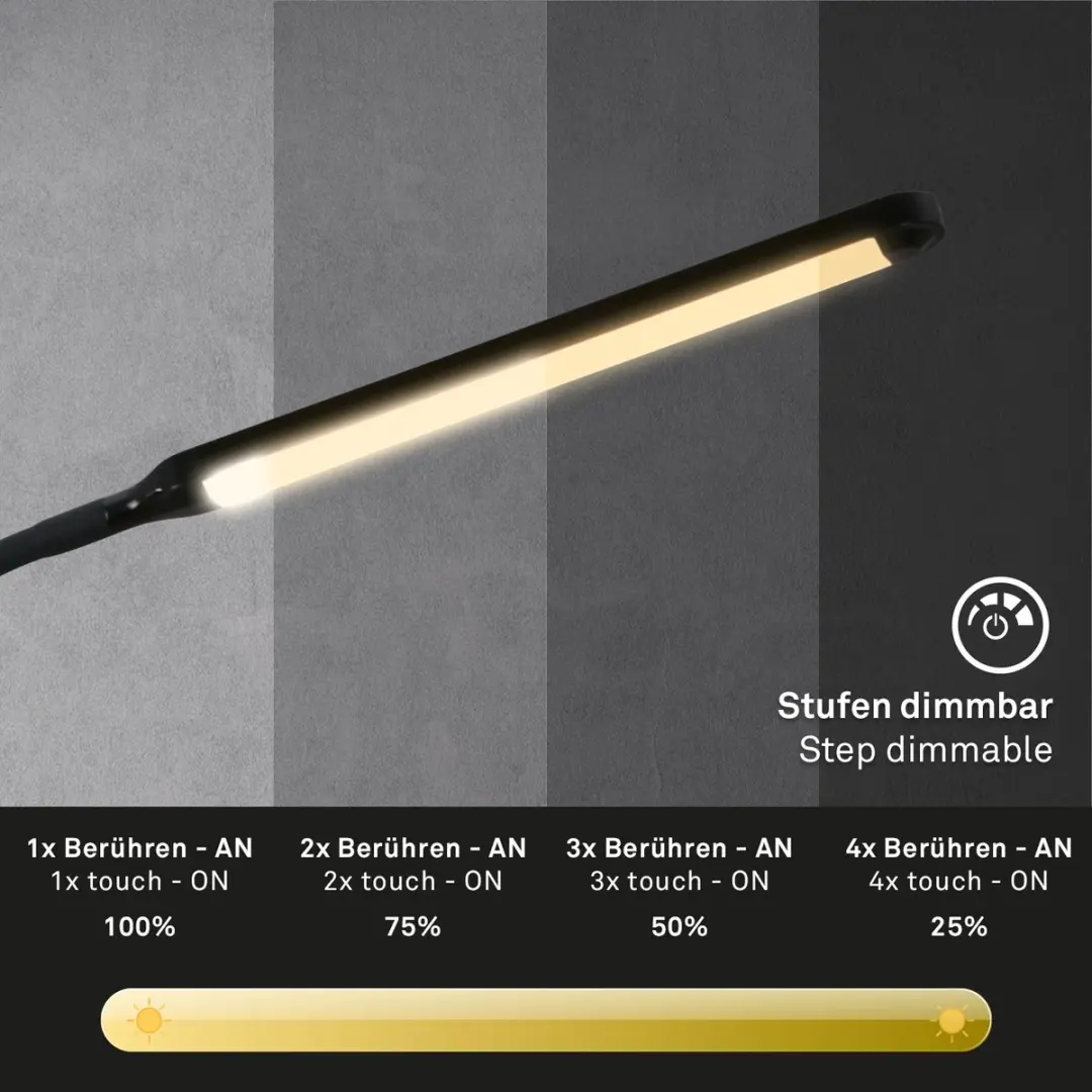 Briloner Pivaz Vloerlamp - 6.5W Warm Wit - 126.5cm Zwart