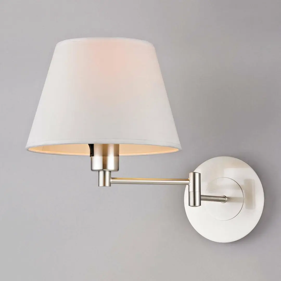 Lindby Wandlamp Metaal 1 Licht - 29cm - E27 - Nikkel/Wit