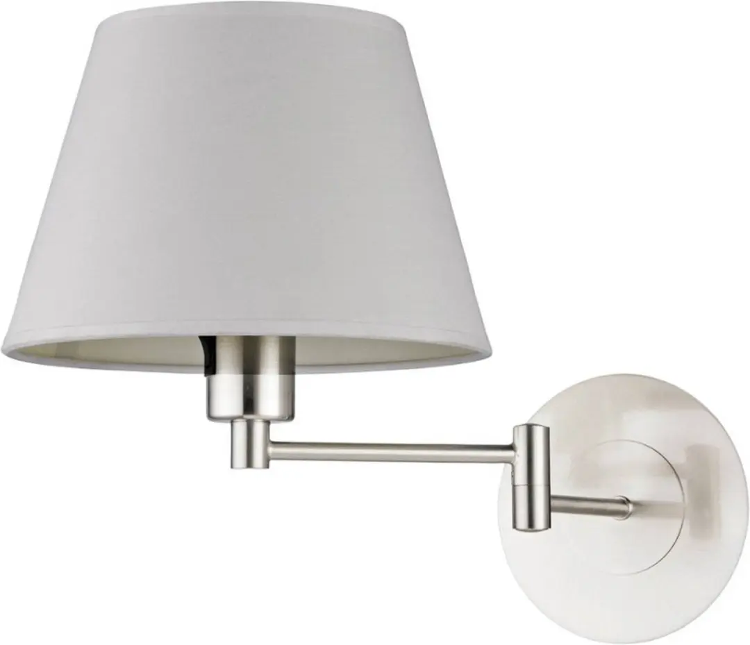 Lindby Wandlamp Metaal 1 Licht - 29cm - E27 - Nikkel/Wit