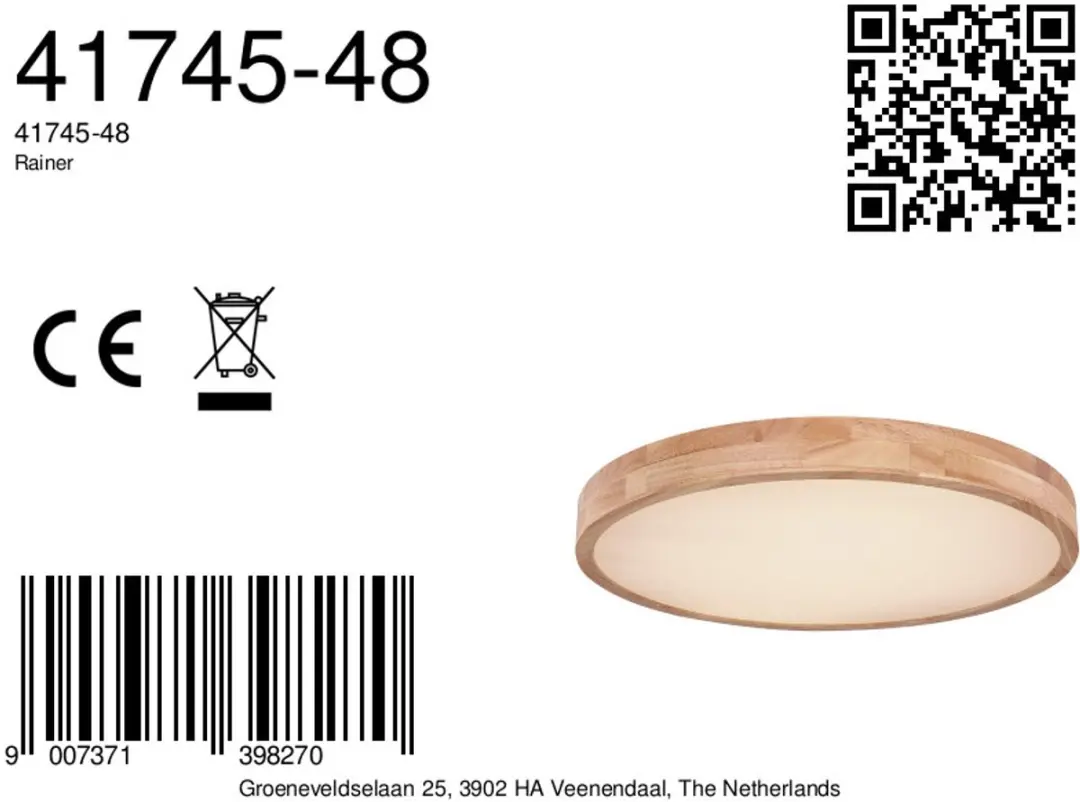 Globo Rainer Plafondlamp Naturel Ø60cm LED