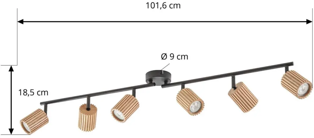 Lindby Buitenspot 6-Lichts Houtkleur/Zwart - GU10