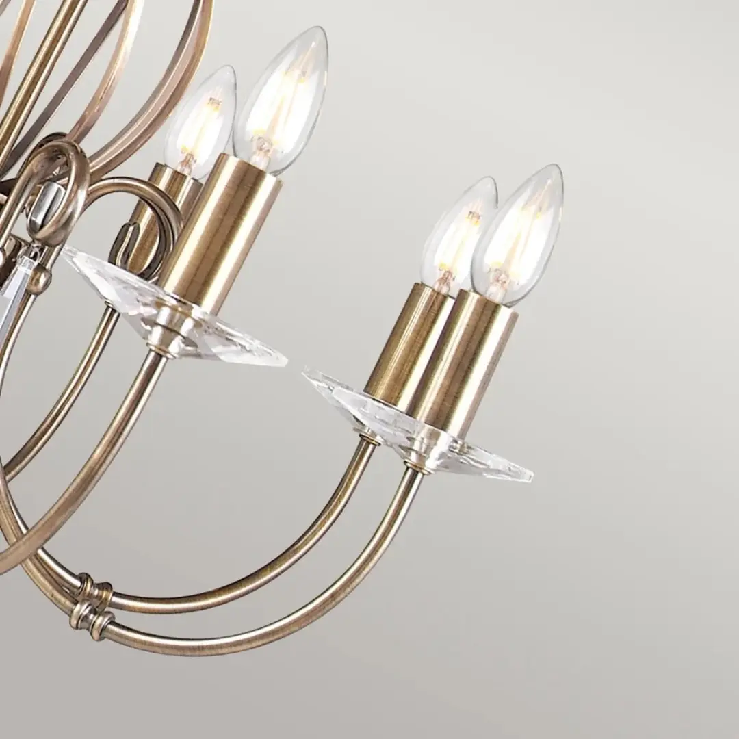 Elstead LED Kroonluchter 8x E14 60W - Aged Brass