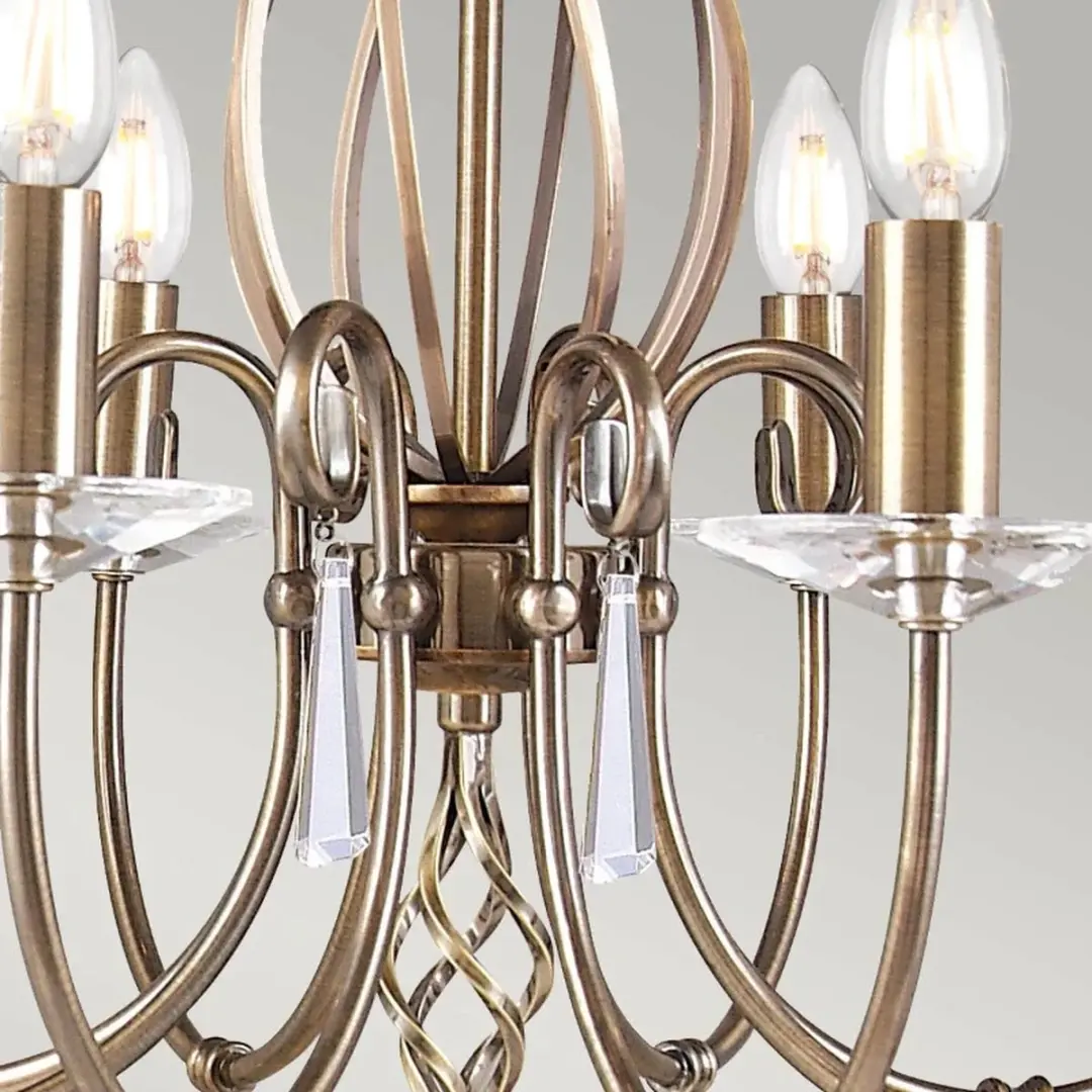 Elstead LED Kroonluchter 8x E14 60W - Aged Brass