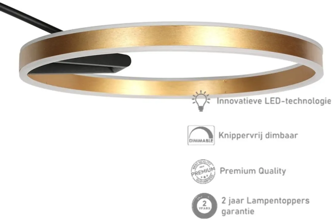 Steinhauer Ringlux 4130GO Vloerlamp - 2x20W Warm Wit - Goud