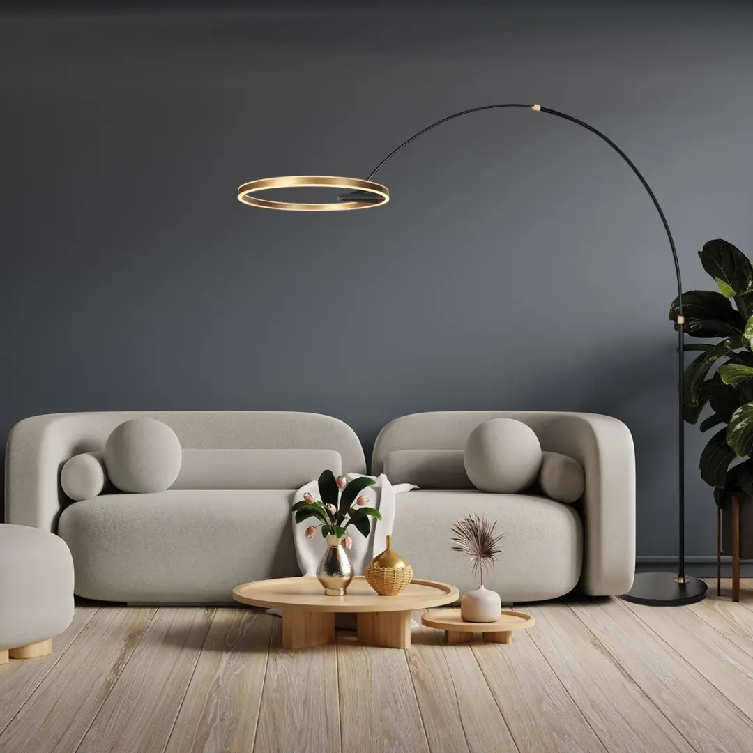 Steinhauer Ringlux 4130GO Vloerlamp - 2x20W Warm Wit - Goud - afbeelding 6 van 6