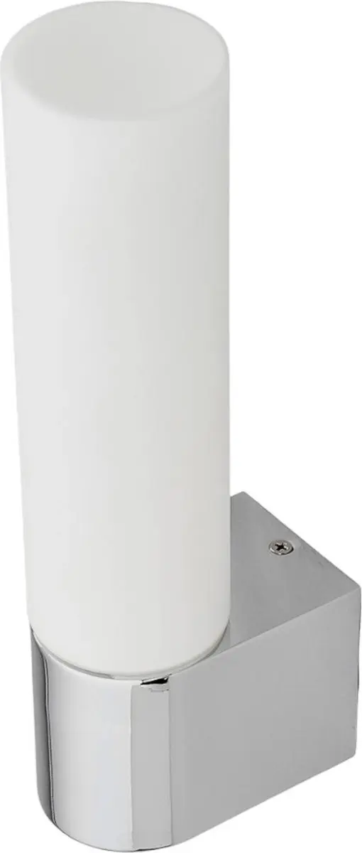 Lindby Wandlamp Glas Metaal 1 Licht E14 - 27cm - Wit Gesatineerd Chroom