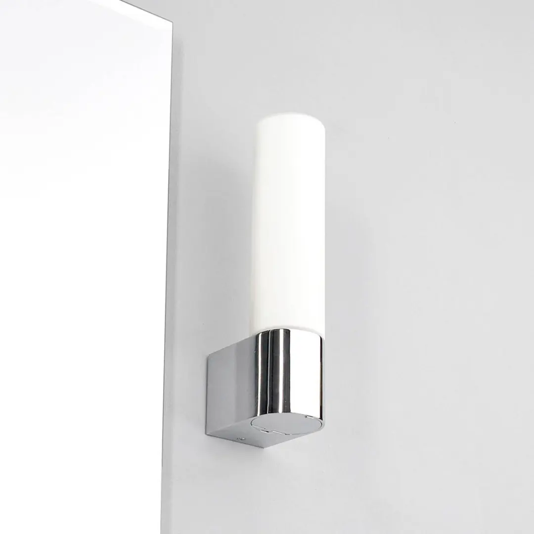 Lindby Wandlamp Glas Metaal 1 Licht E14 - 27cm - Wit Gesatineerd Chroom