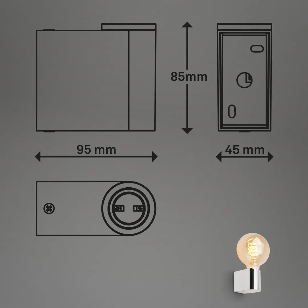 Briloner Donga LED Retro Spiegellamp E27 - 10W - Chroom