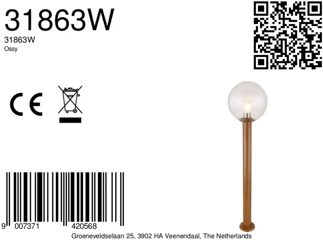 Globo Ossy Vloerlamp - 25cm - Naturel