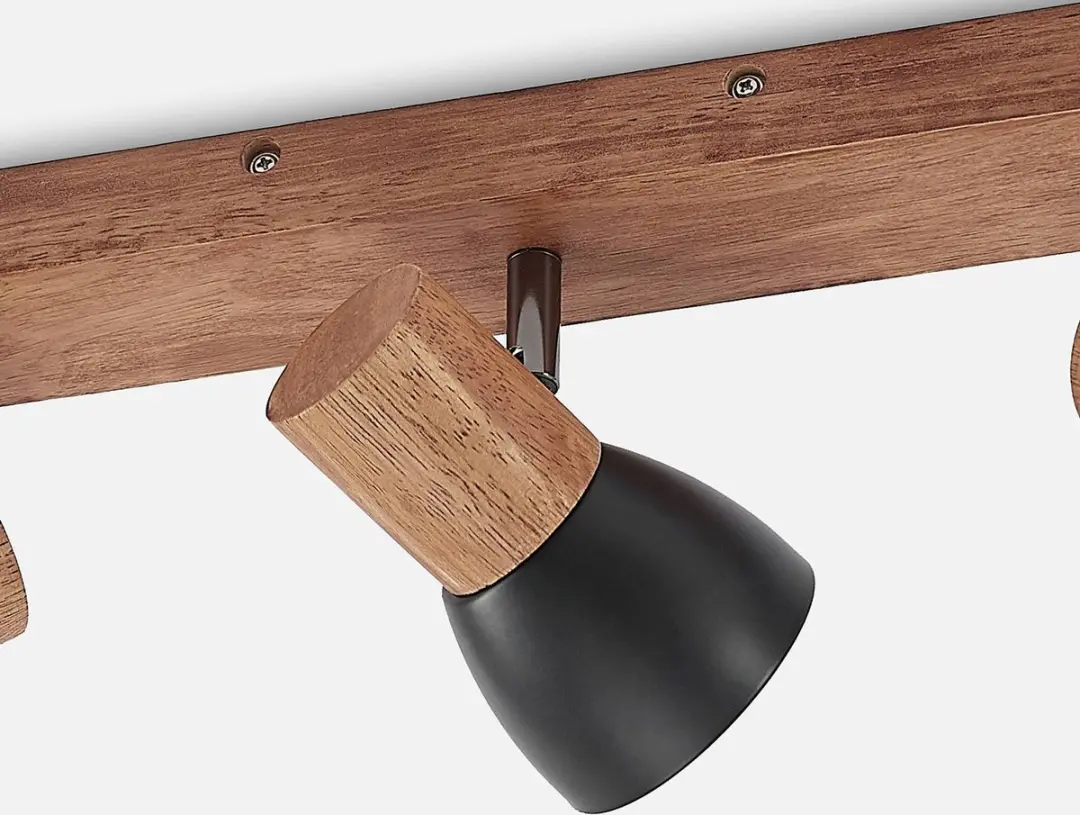 Lindby Buitenspot 3-lichts E14 - Zwart/Licht hout