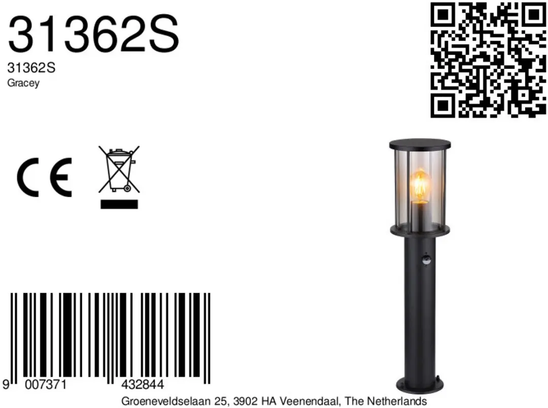 Globo Vloerlamp Gracey 31362S - Zwart - afbeelding 6 van 6