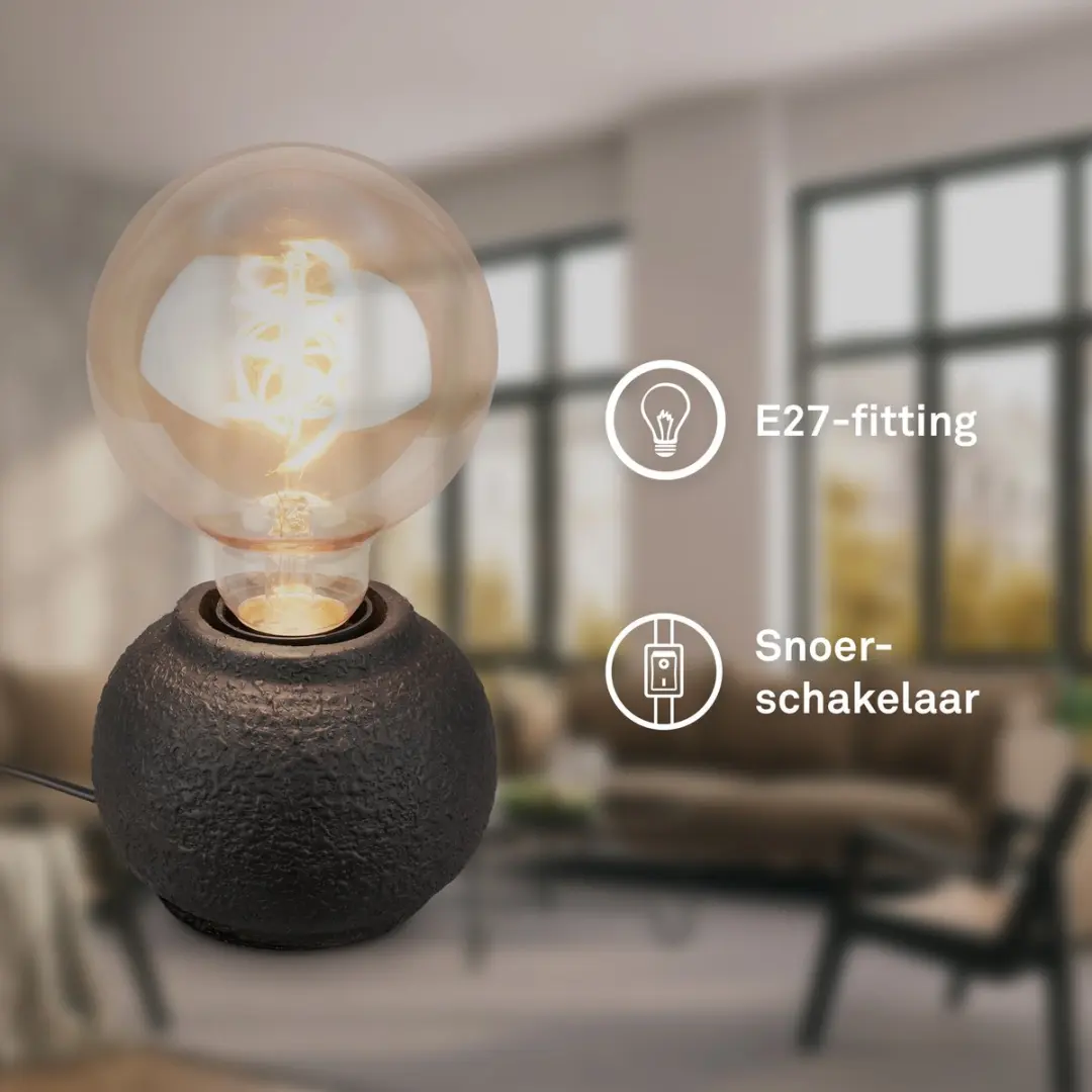 Briloner Amba Tafellamp Keramiek E27 - Ø10,5cm - Zwart
