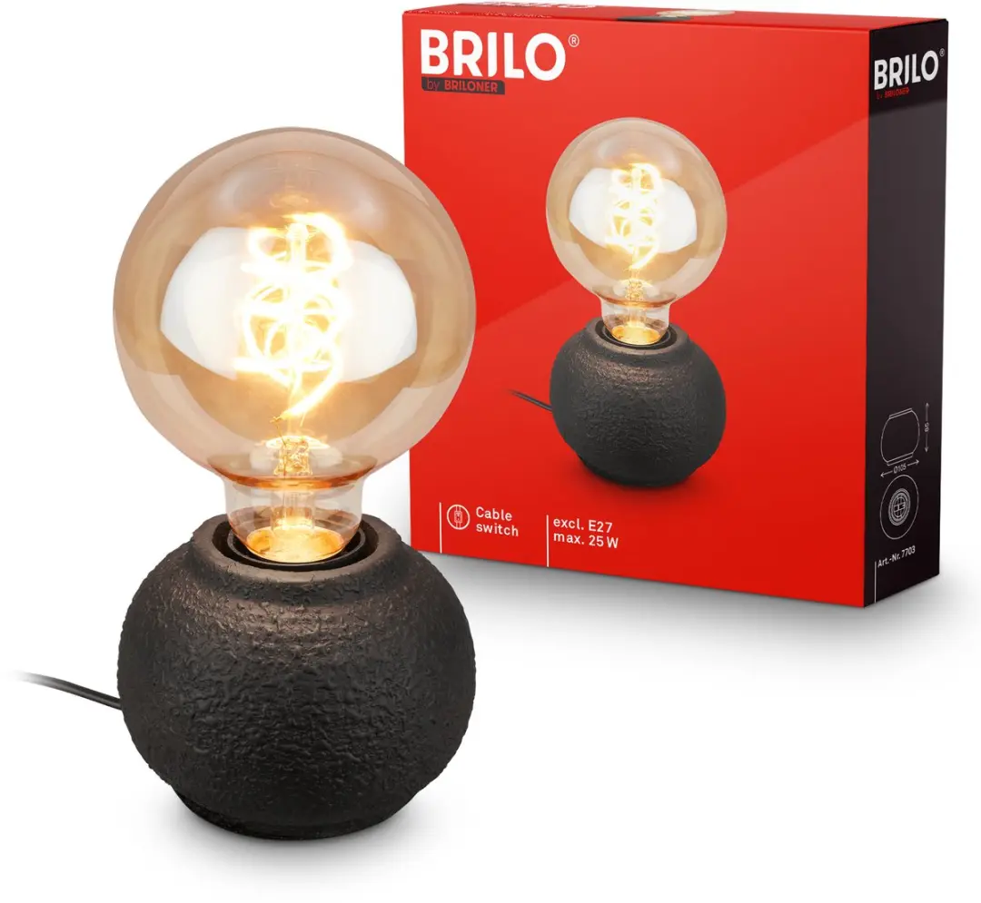 Briloner Amba Tafellamp Keramiek E27 - Ø10,5cm - Zwart