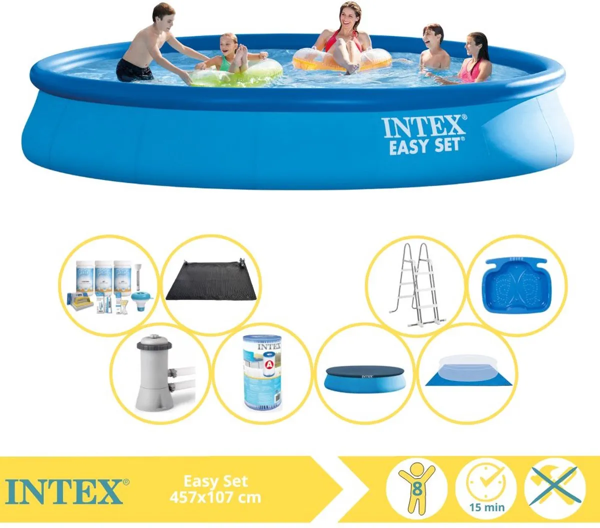 Intex Easy Set Zwembad 457x107cm - 12.430L - Blauw - MPN 26166GN