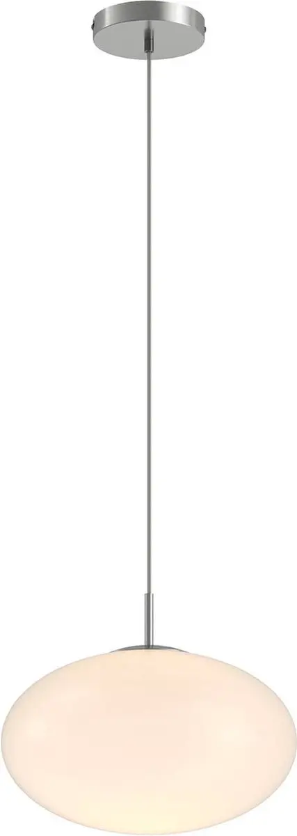 Lindby Hanglamp 1 Licht - 24cm - E27 - Nikkel/Opaal Wit