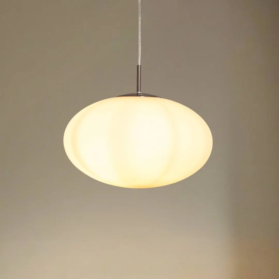 Lindby Hanglamp 1 Licht - 24cm - E27 - Nikkel/Opaal Wit