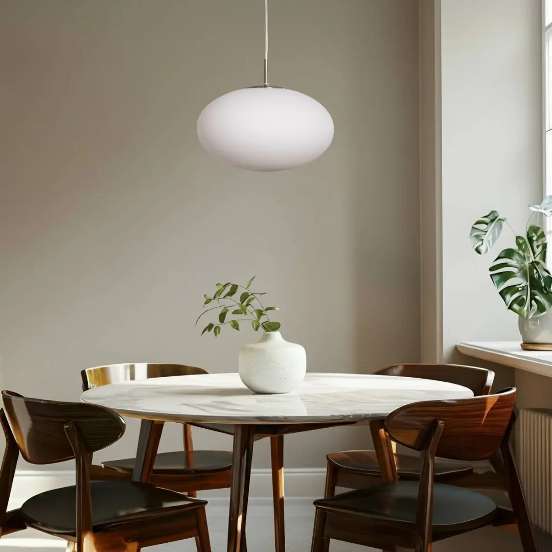 Lindby Hanglamp 1 Licht - 24cm - E27 - Nikkel/Opaal Wit