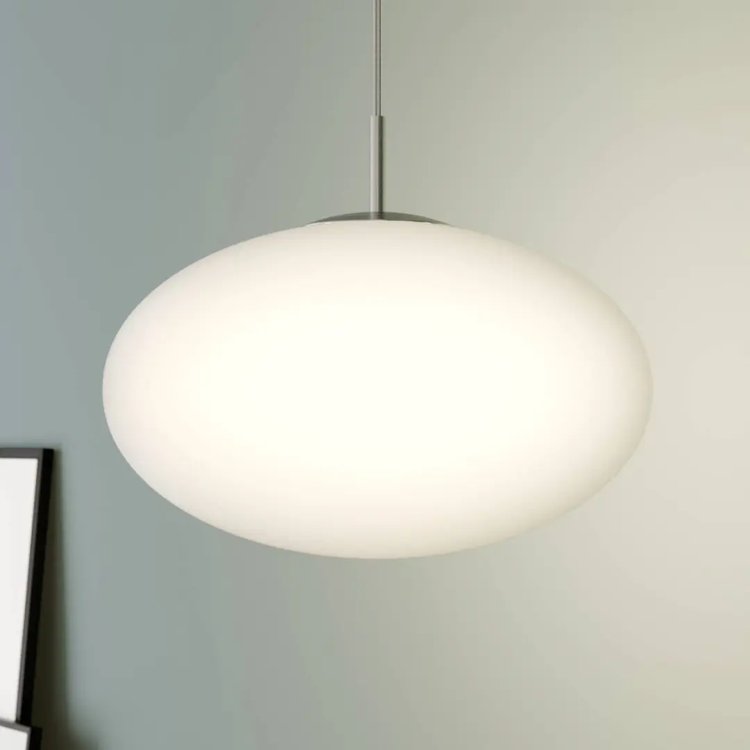 Lindby Hanglamp 1 Licht - 24cm - E27 - Nikkel/Opaal Wit