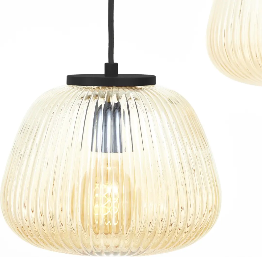 Brilliant Kaizen Hanglamp 3-lichts - Glas - Amber/Zwart