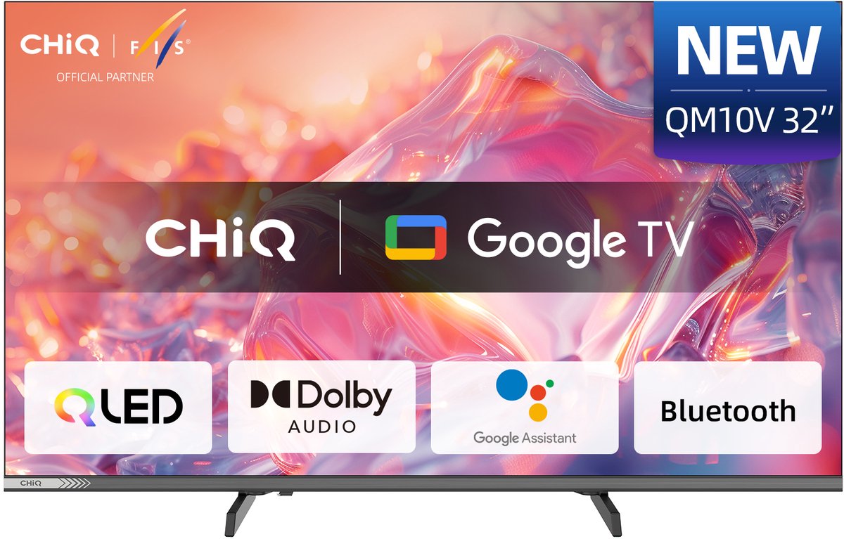 CHiQ L32QM10V - Smart TV 32 Inch - QLED - Full HD - Google TV - Randloos Metal Design - Dolby Audio - 2025 Nieuw