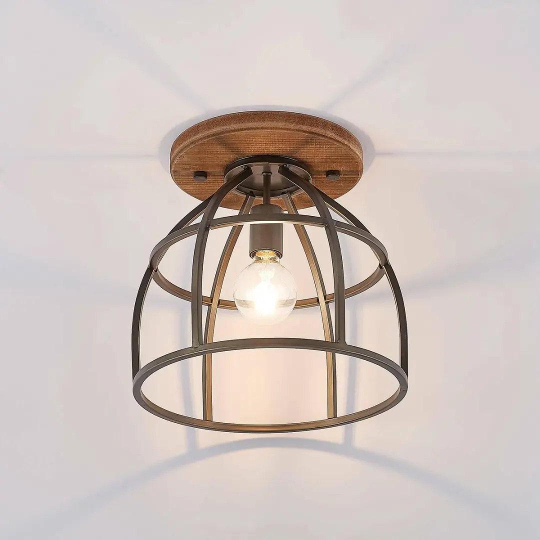 Lindby Plafondlamp Hout 1 Licht E27