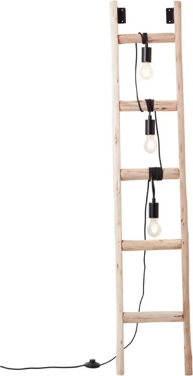 Brilliant Ladder Vloerlamp 3-vlams - 42W - Zwart/Hout