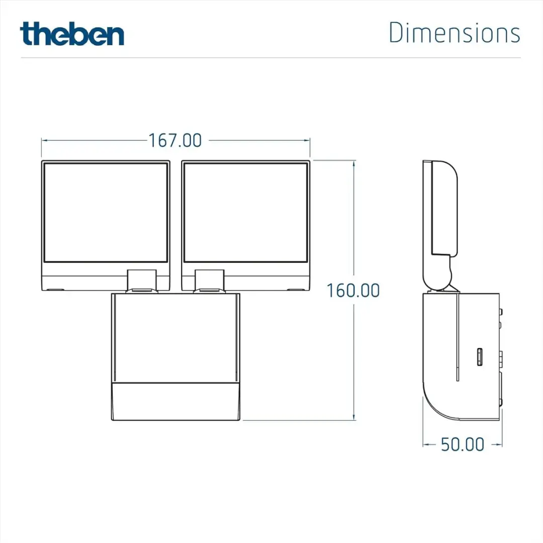Theben TheLeda S17-100 WH Slimme Beveiligingsverlichting - 2x17W Wit - afbeelding 6 van 6