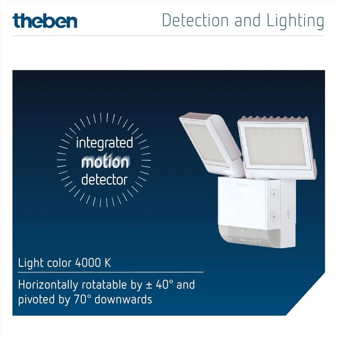 Theben TheLeda S17-100 WH Slimme Beveiligingsverlichting - 2x17W Wit