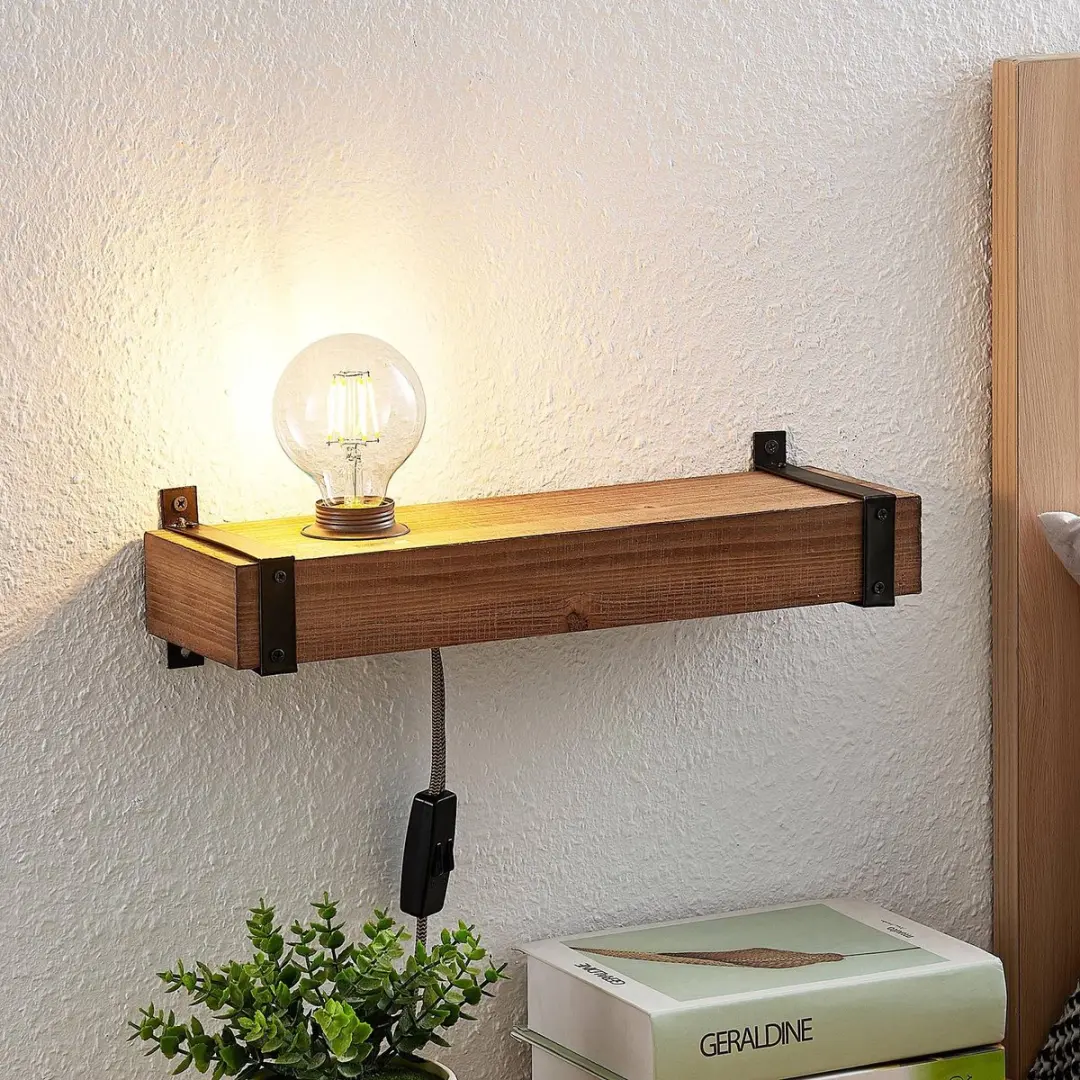 Lindby Wandlamp Hout 1 Licht E27