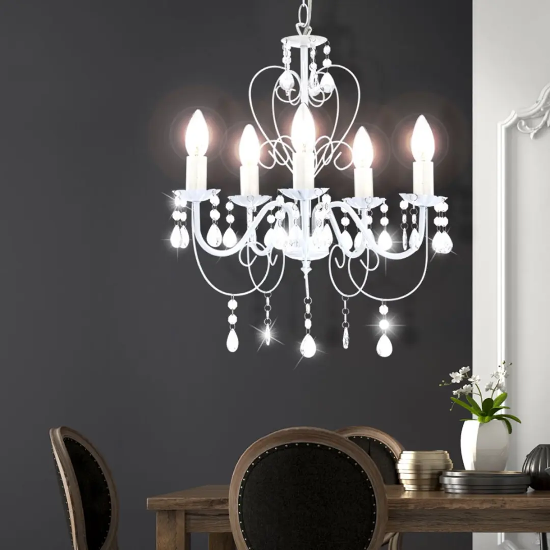 Globo Hanglamp Kristallen Kroonluchter 5x E14 - 44x129cm Wit
