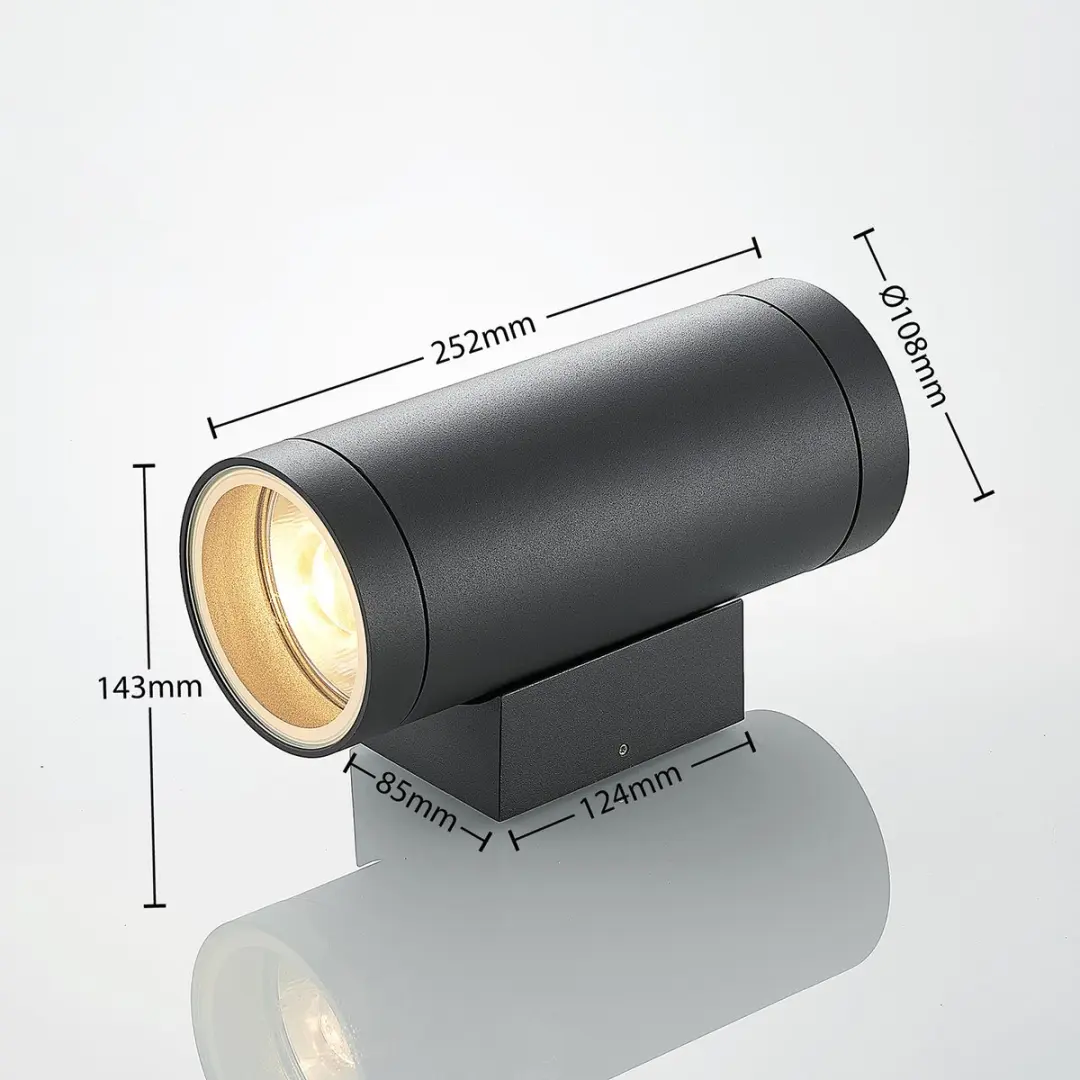 Lucande Wandlamp Buiten 2-Lichts Gegoten Aluminium - Donkergrijs