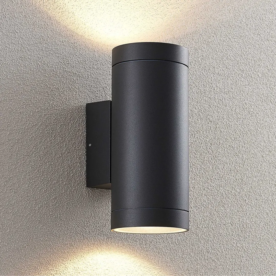 Lucande Wandlamp Buiten 2-Lichts Gegoten Aluminium - Donkergrijs