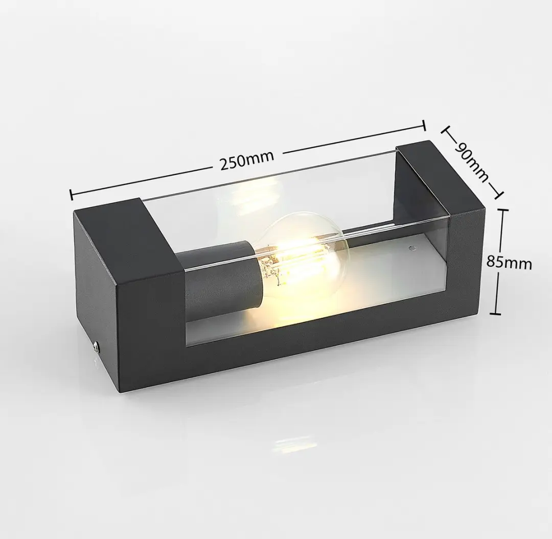Lindby Wandlamp Buiten 1 Licht E27 - Antraciet/Heldere Glas