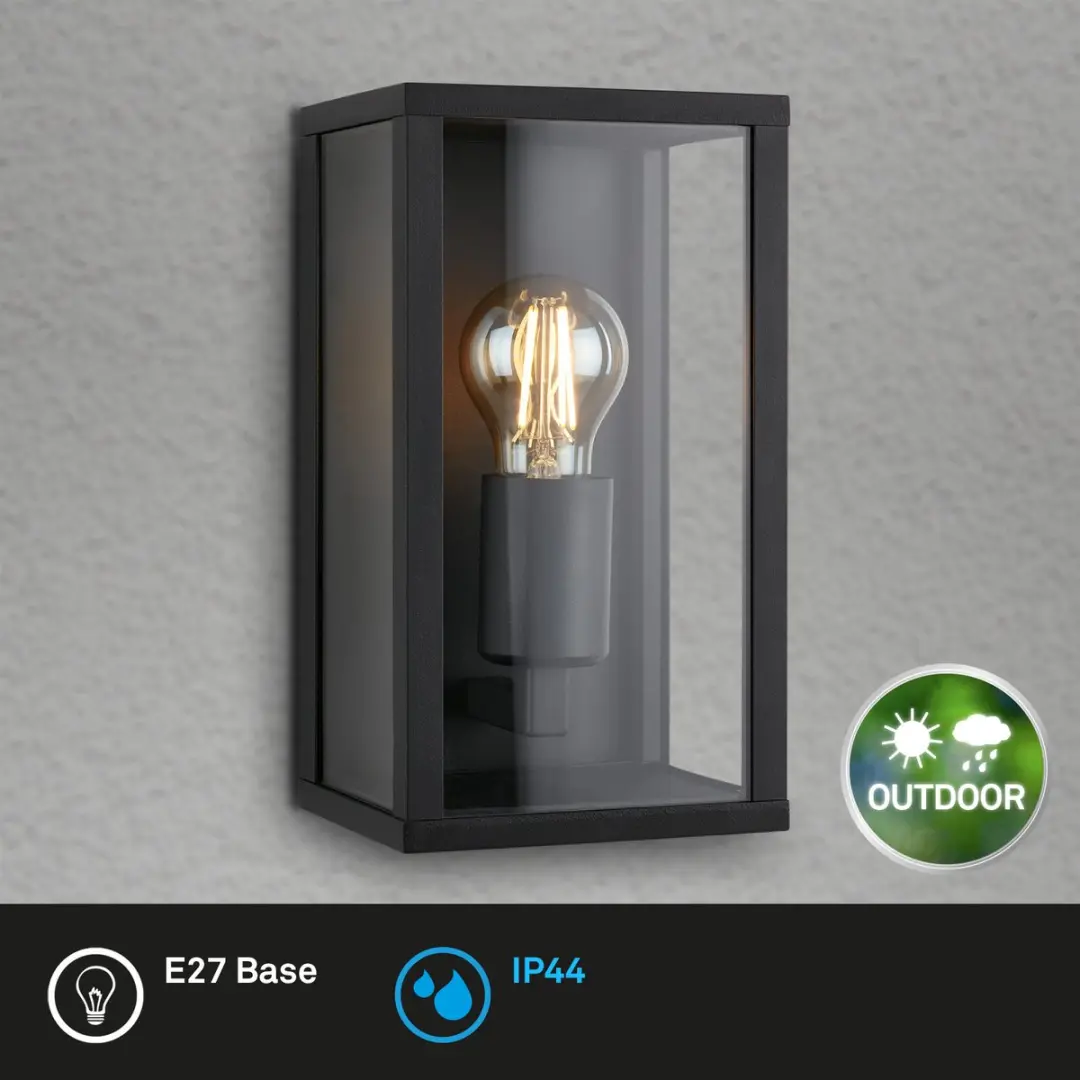 Briloner Luanda Wandlamp E27 - Zwart - IP44