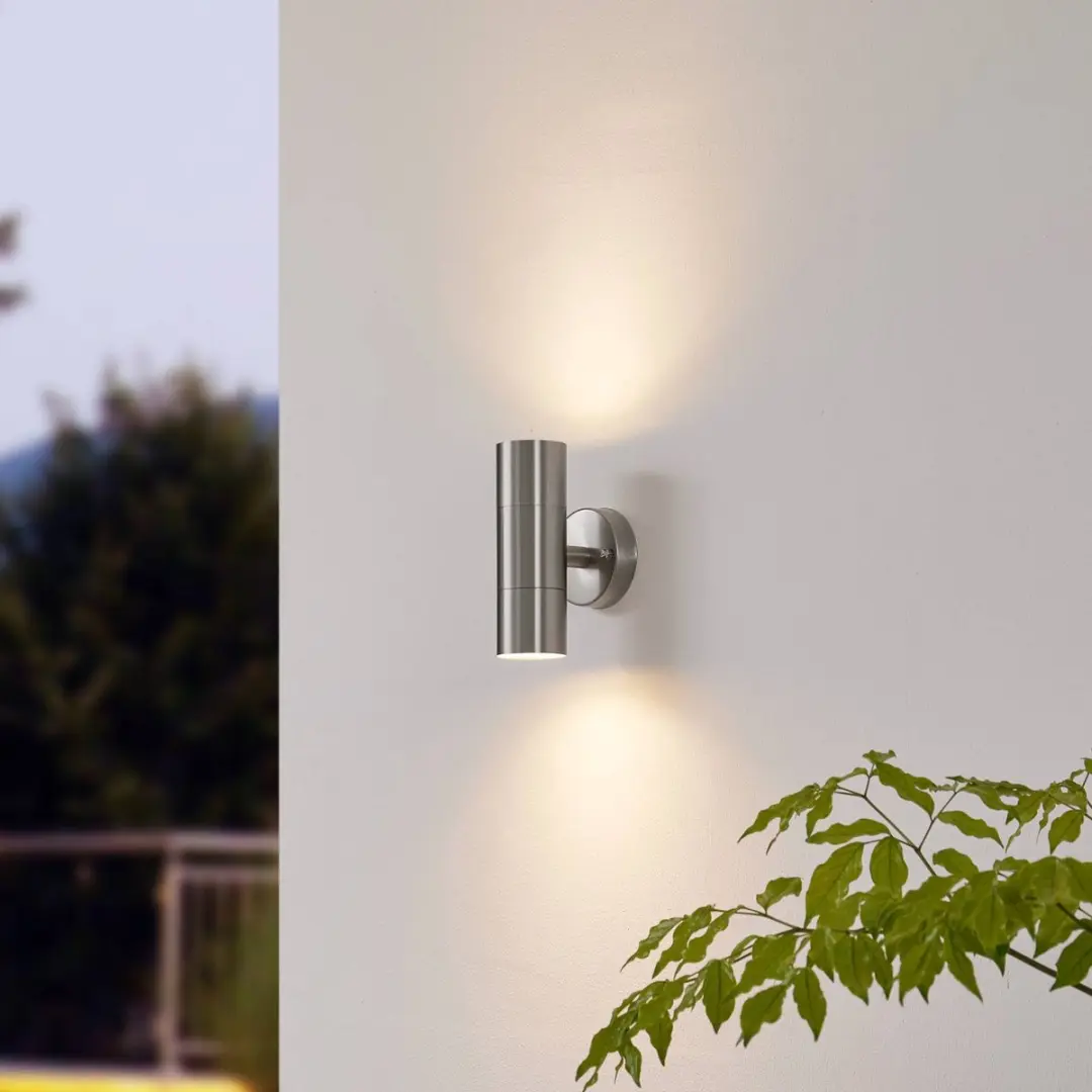 Lindby Wandlamp Buiten 2-Lichts GU10 Roestvrij Staal