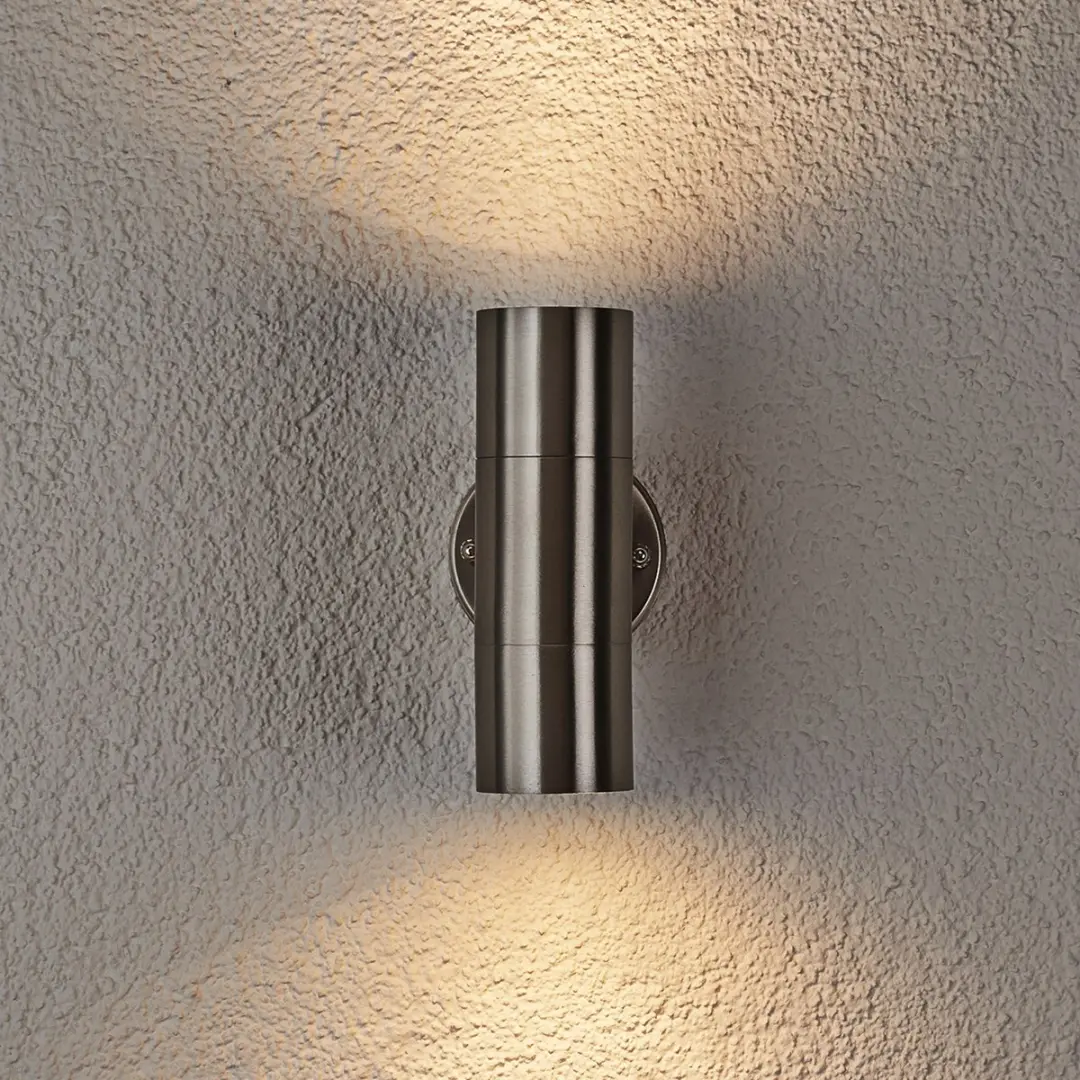 Lindby Wandlamp Buiten 2-Lichts GU10 Roestvrij Staal