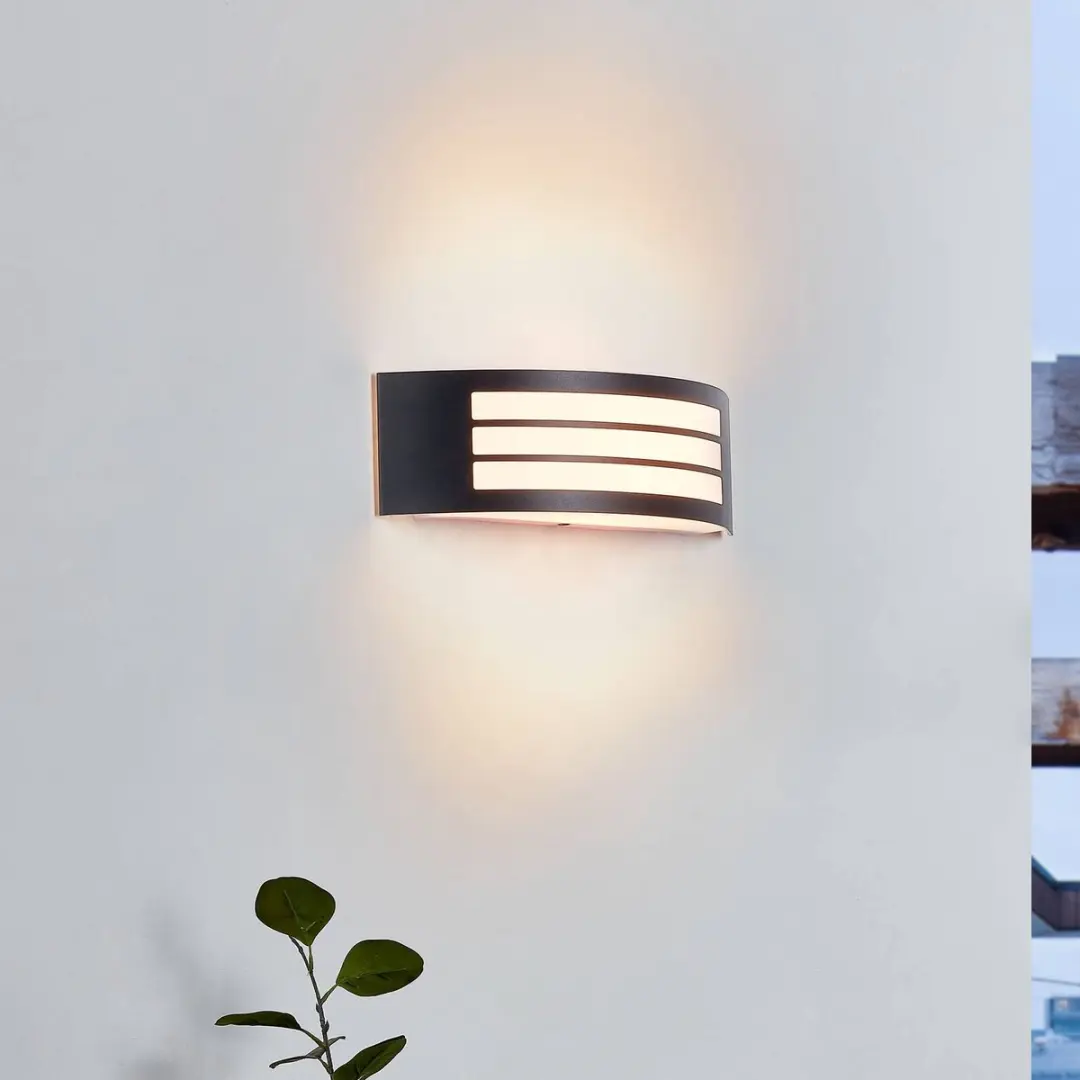 Lindby Wandlamp Buiten Aluminium 1 Licht E27 - Zwart