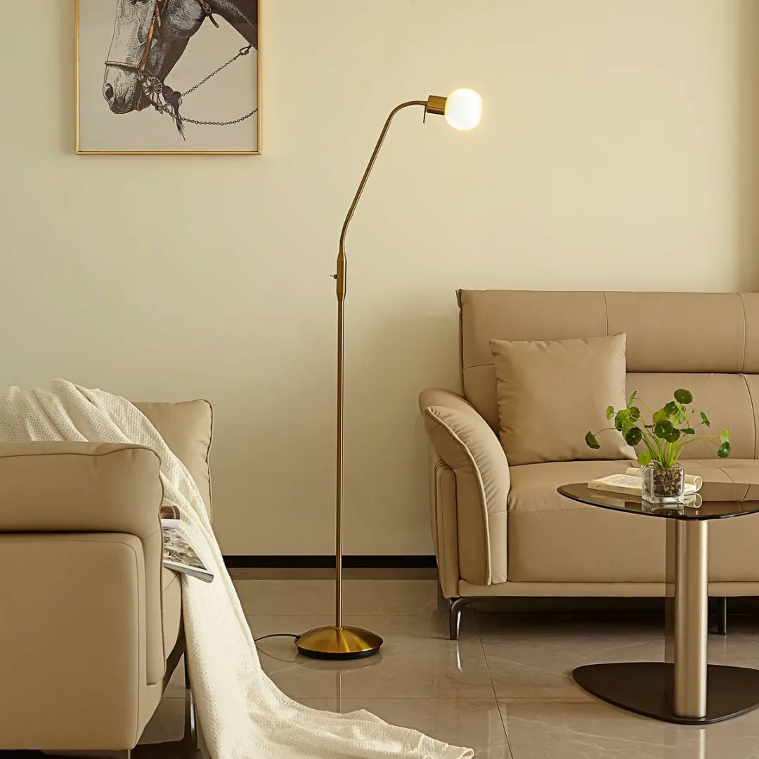 Lindby Vloerlamp Metaal Glas 162cm - E14 - Messing/Opaalwit