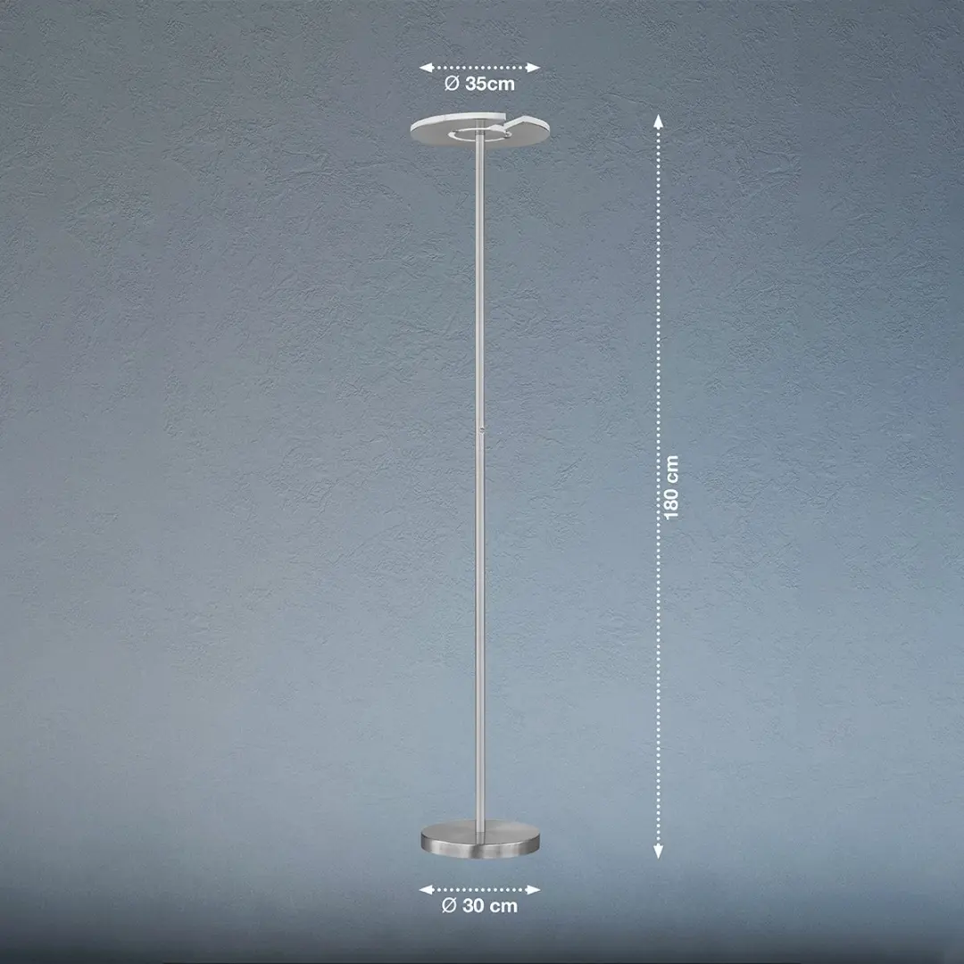 Fischer & Honsel Dent Vloerlamp 180cm - 37W - Zilver