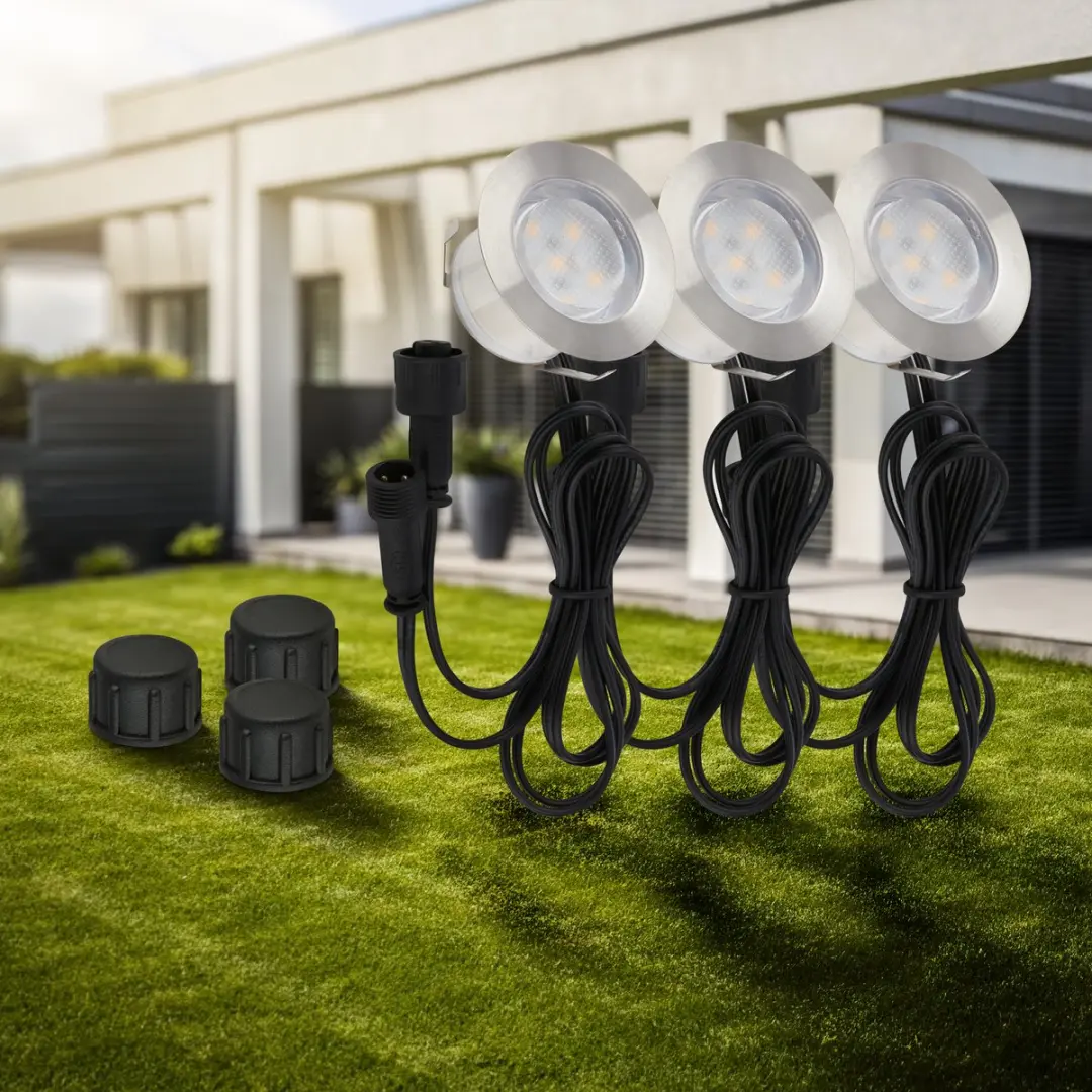 Briloner LED Grondspotset 3x - Warm Wit 3.000K - Ø4,5x2,5cm
