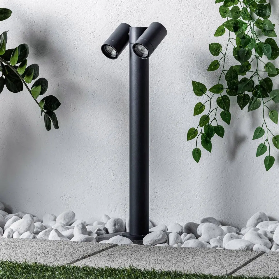 PRIOS Tuinpadverlichting 2x GU10 - 8W - 60cm - Donkergrijs