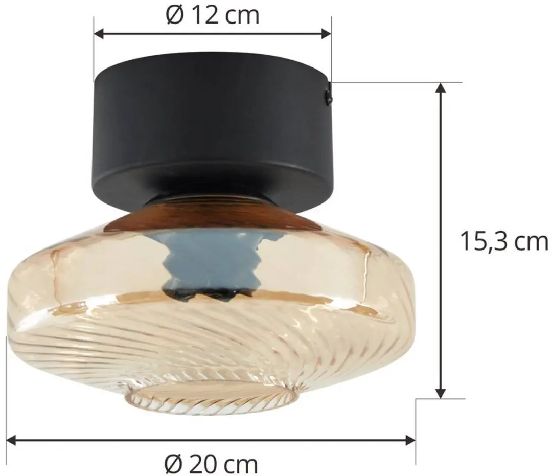 Lindby Plafondlamp 1 Licht - Ø20cm - Amber/Zwart
