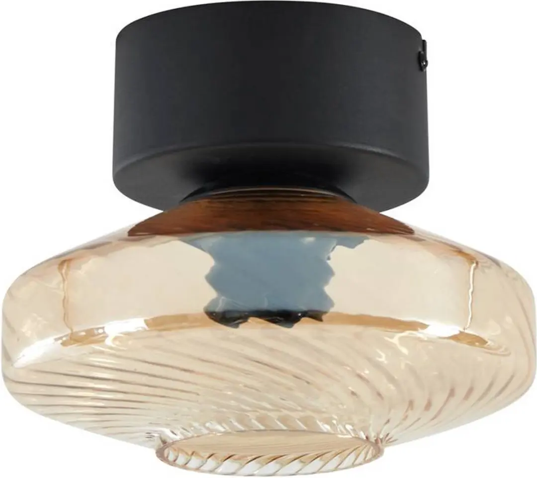 Lindby Plafondlamp 1 Licht - Ø20cm - Amber/Zwart