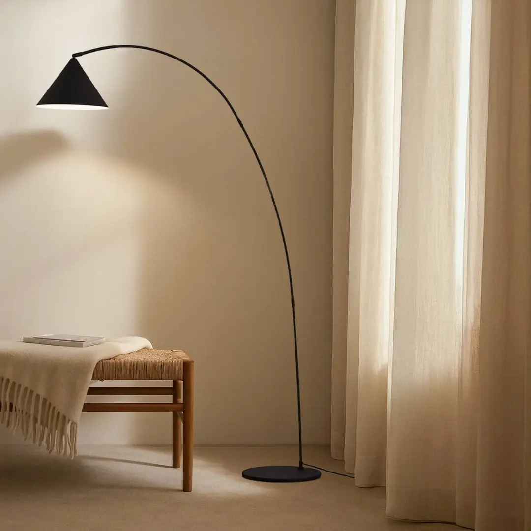 Lindby Vloerlamp Metaal 195cm - E27 - Zwart/Wit
