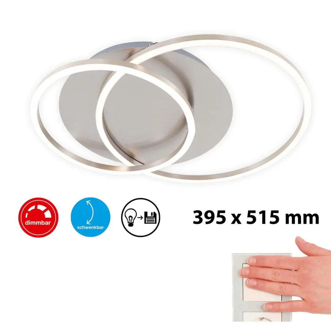 Briloner Frame Plafondlamp - 3.200 Lumen 3000K - Mat Nikkel Ø30cm